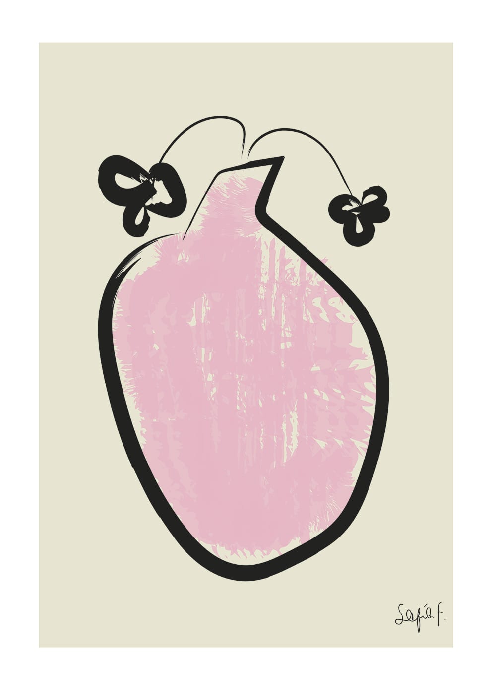 The Poster Club Pink Vase Kunstdruck A4 rosa abstrakt