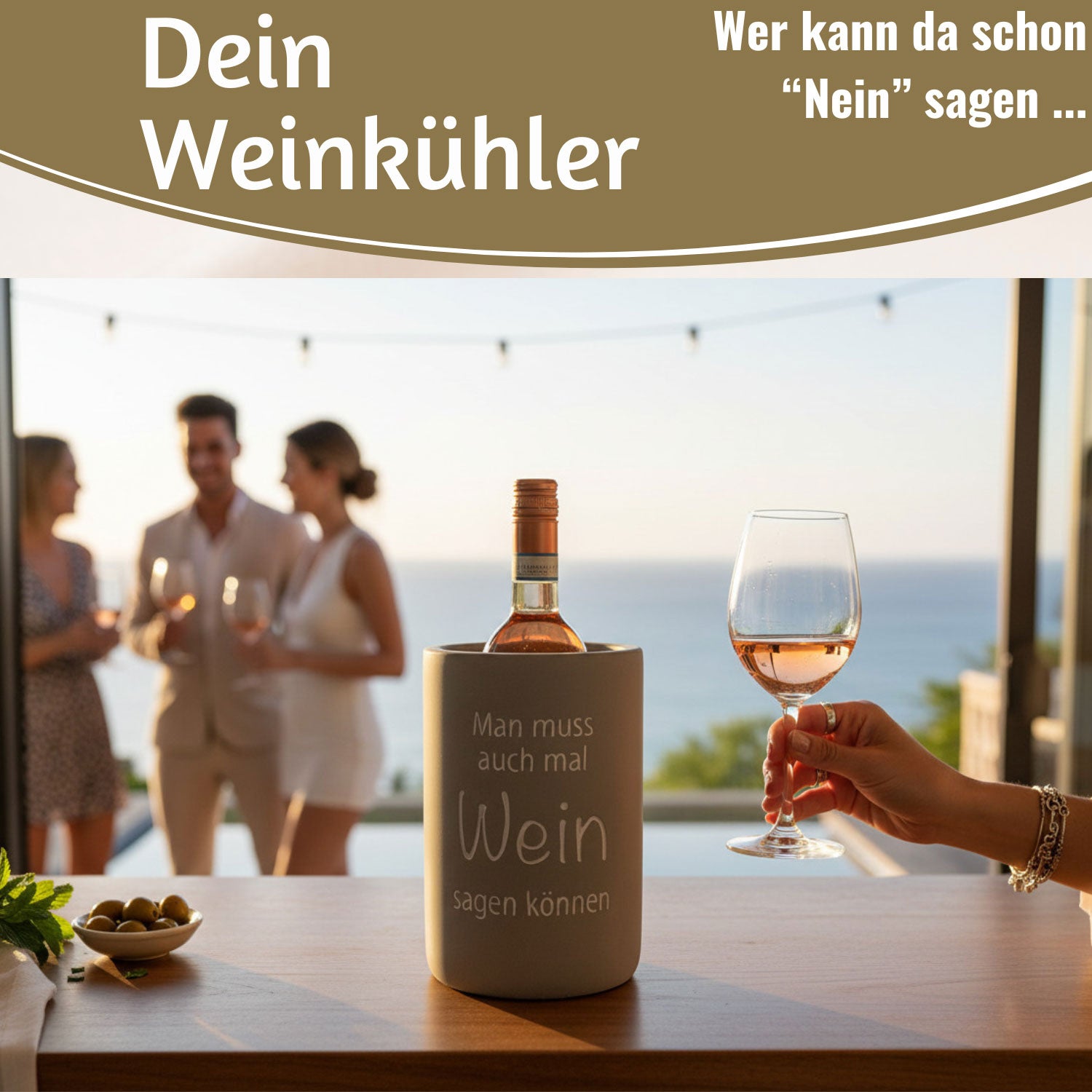 LS-LebenStil Wein Sagen Weinkühler Beton 21x13cm Grau