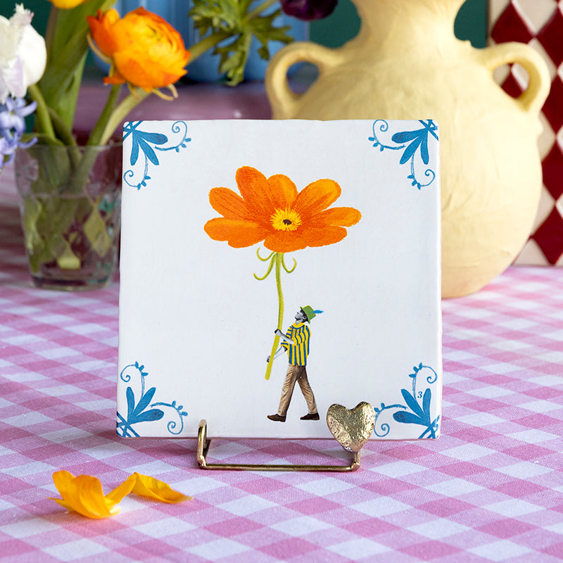 Storytiles Delft Blue Bloom Fliese 10x10 cm Blume Orange