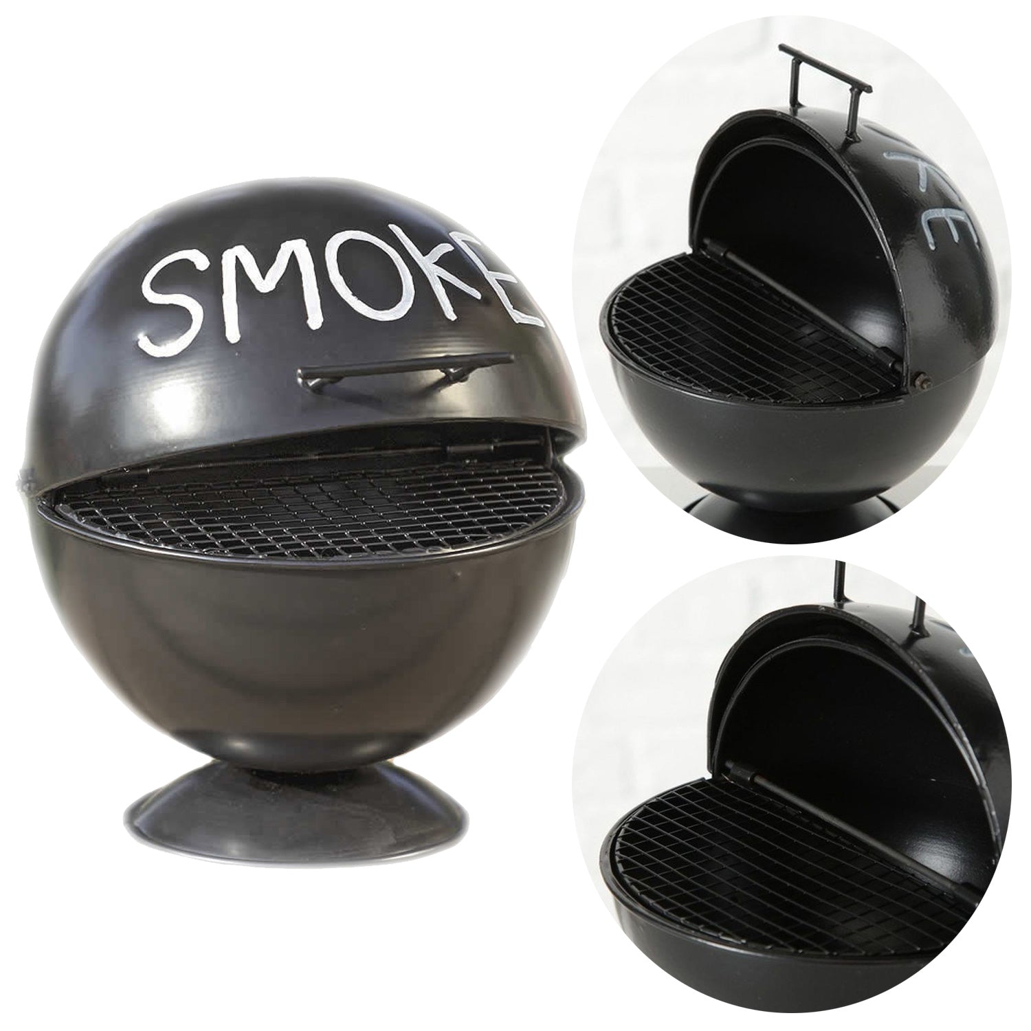 LS-LebenStil Smoke Sturmaschenbecher Metall Schwarz 15cm BBQ
