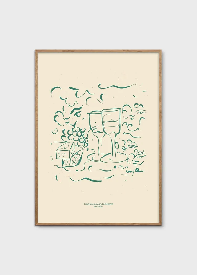 The Poster Club Art Prints Cheese and Wine Kunstdruck 30x40 cm beige