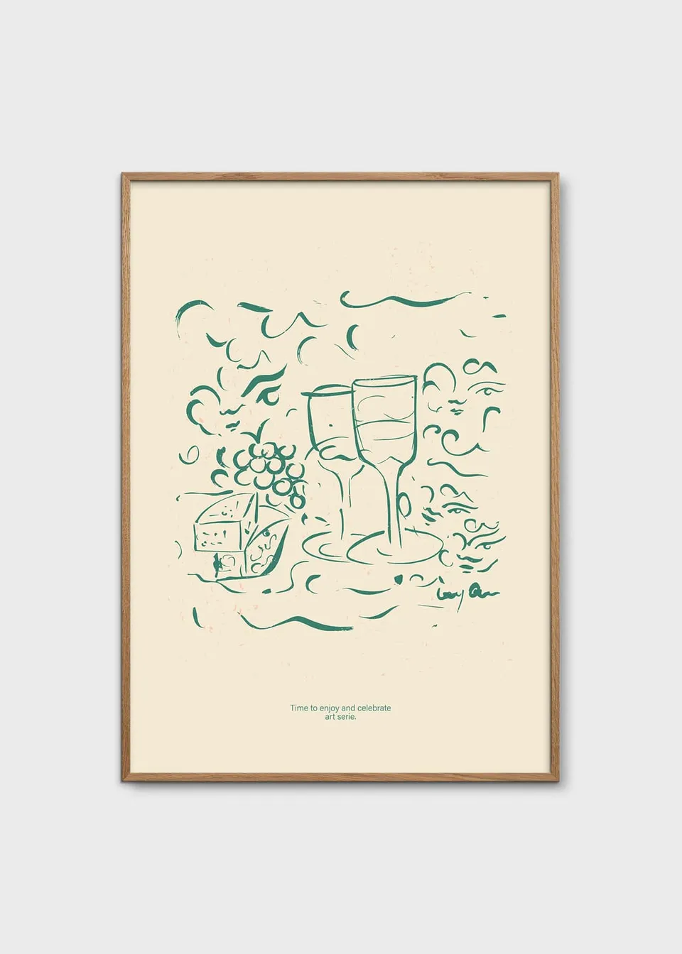 The Poster Club Art Prints Cheese and Wine Kunstdruck 30x40 cm beige