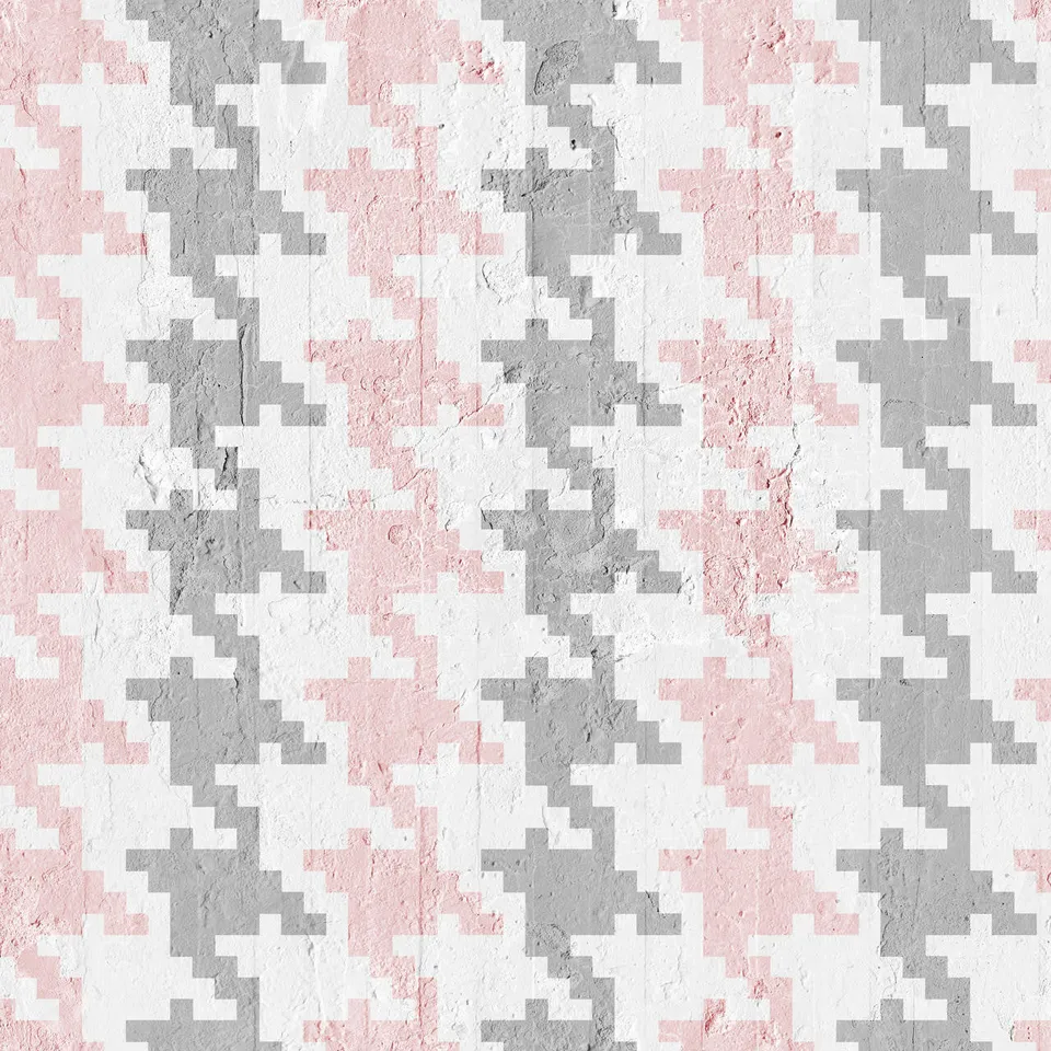 Mineheart Pied De Poule Tapete Rosa-Grau