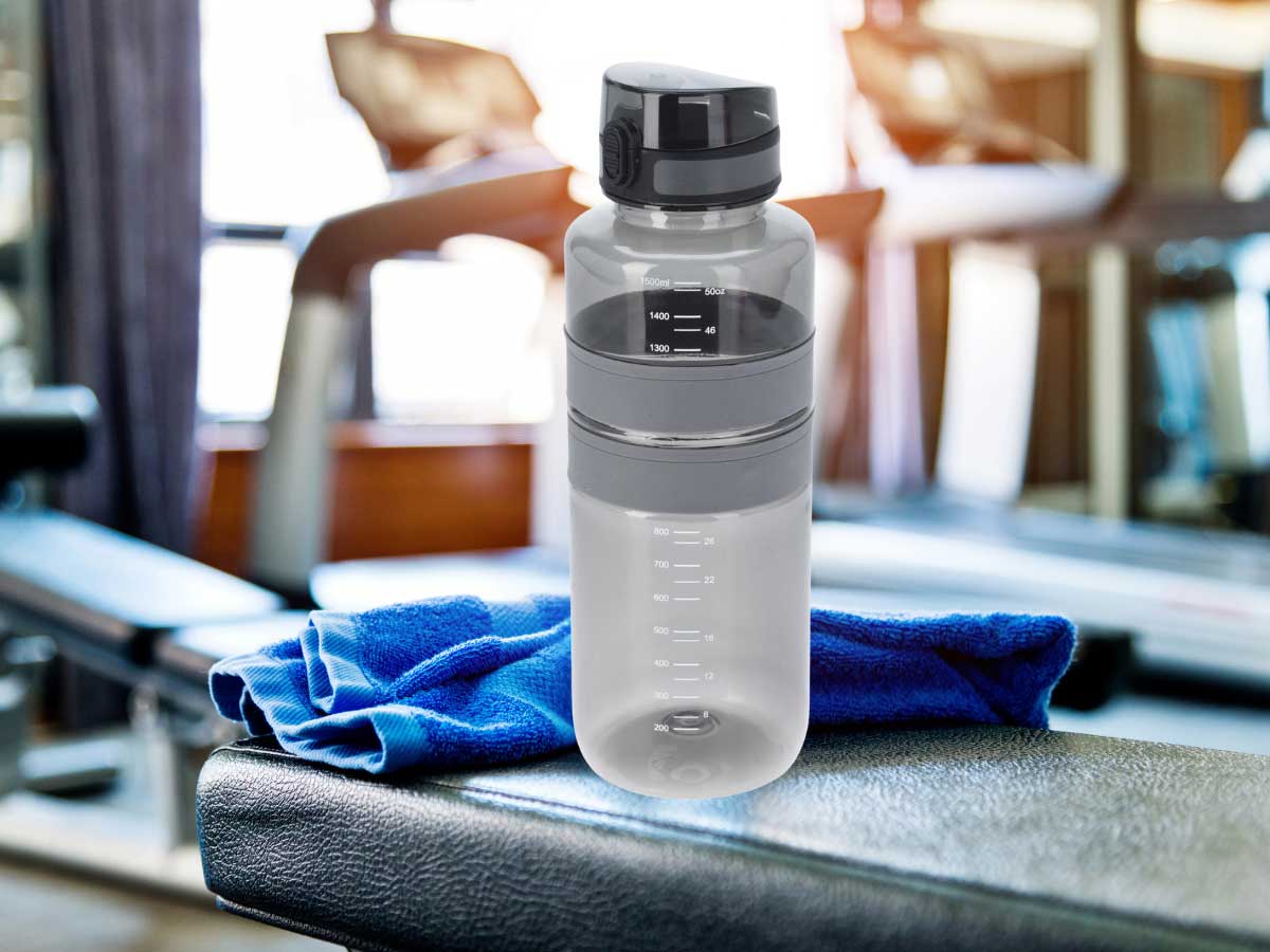 LS-LebenStil XL Sportflasche 1500ml Grau auslaufsicher