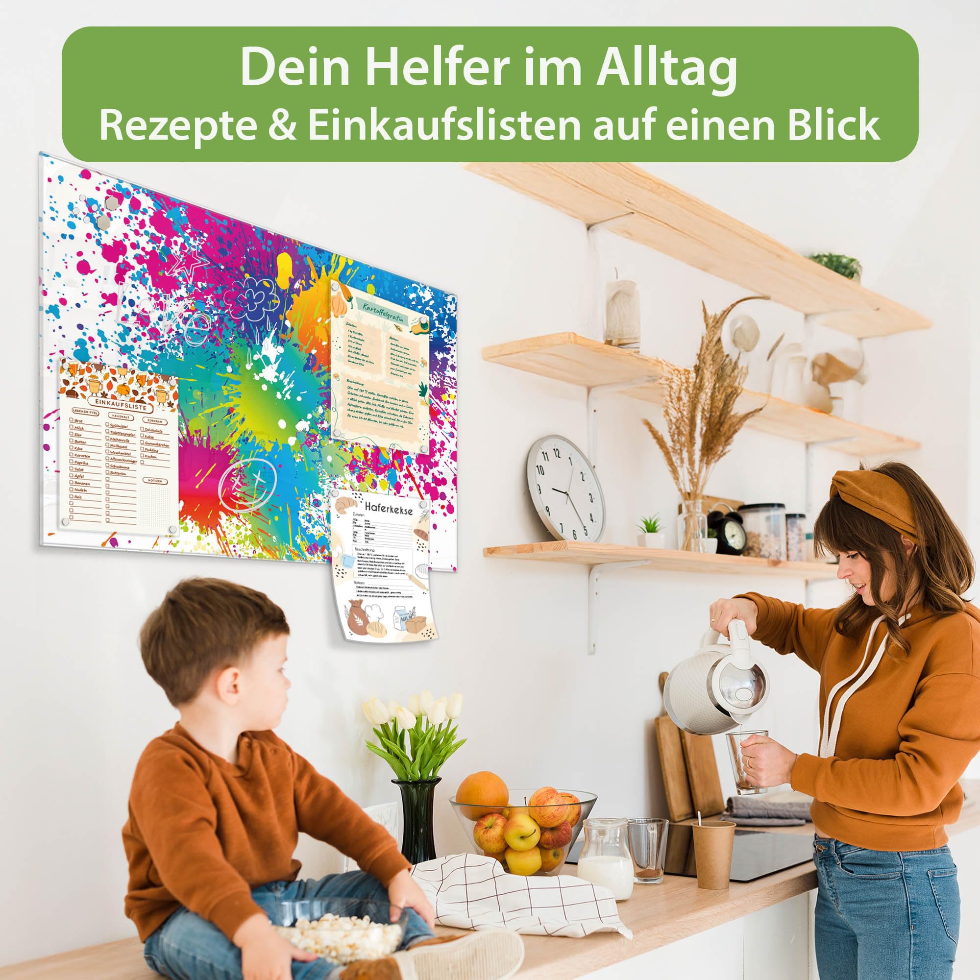 Banjado Magnettafel Farbspritzer Glasboard 120x80 cm Abstrakt