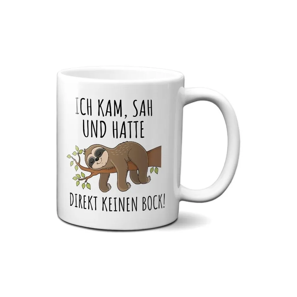 Hustling Sharks Kein Bock Faultier Tasse 330ml weiß
