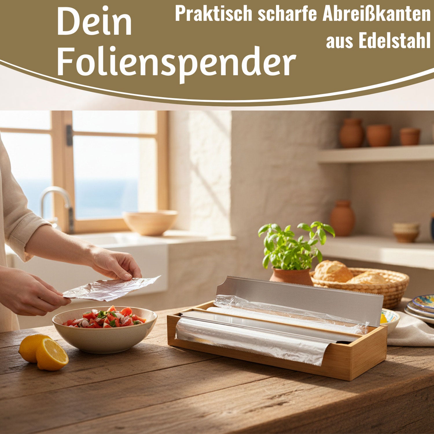 LS-LebenStil Folienspender Bambus 2-fach 35x13cm