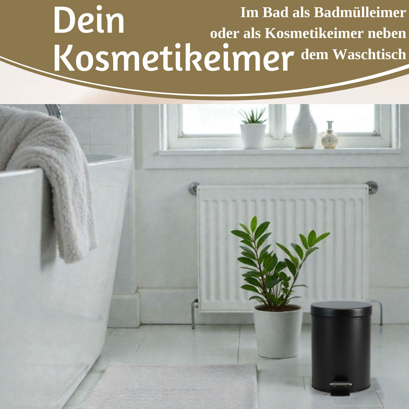 LS-LebenStil Küche & Haushalt Tretmülleimer Schwarz 3L Edelstahl