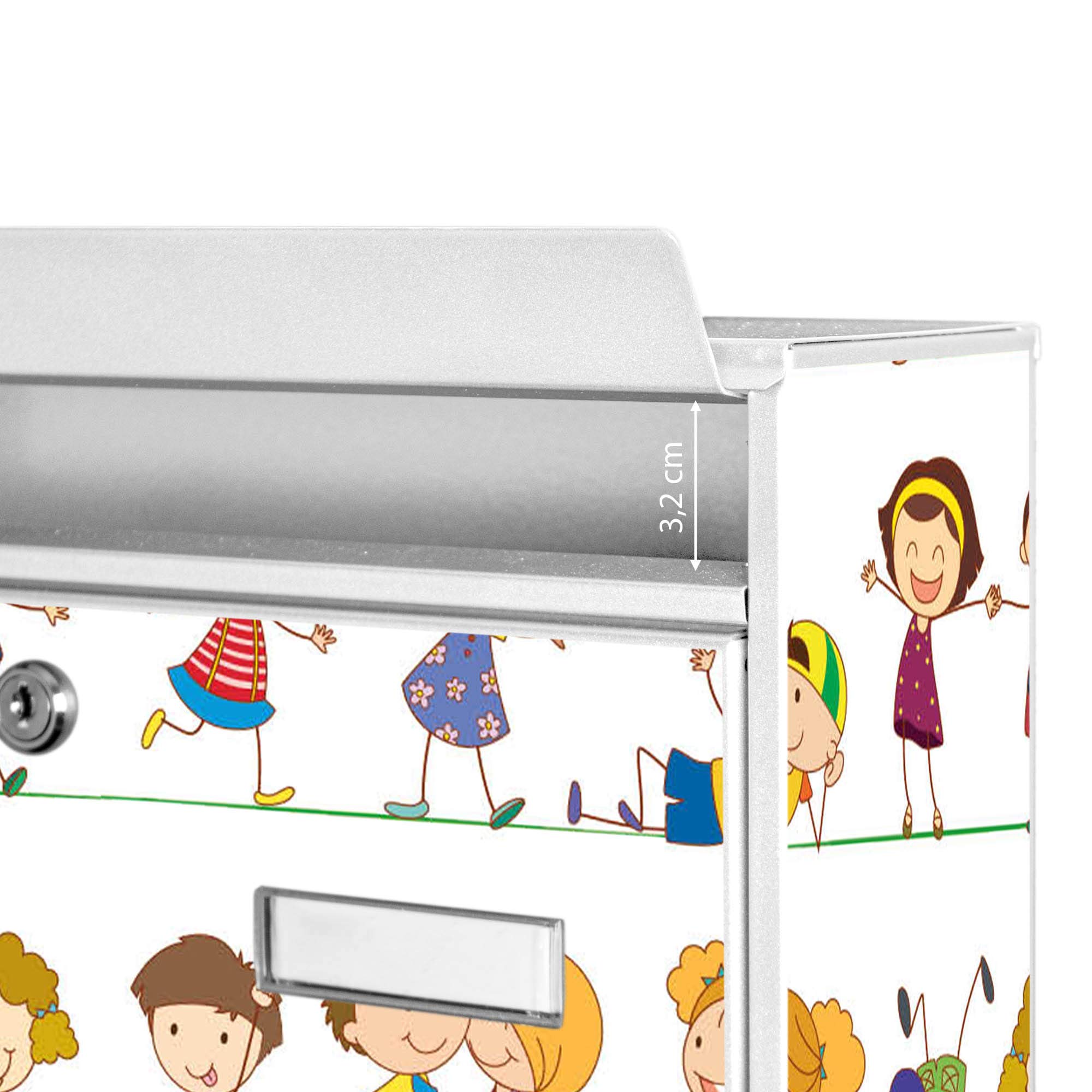 Banjado Briefkasten Kinder Weiss A4 32x36cm mit Namensschild