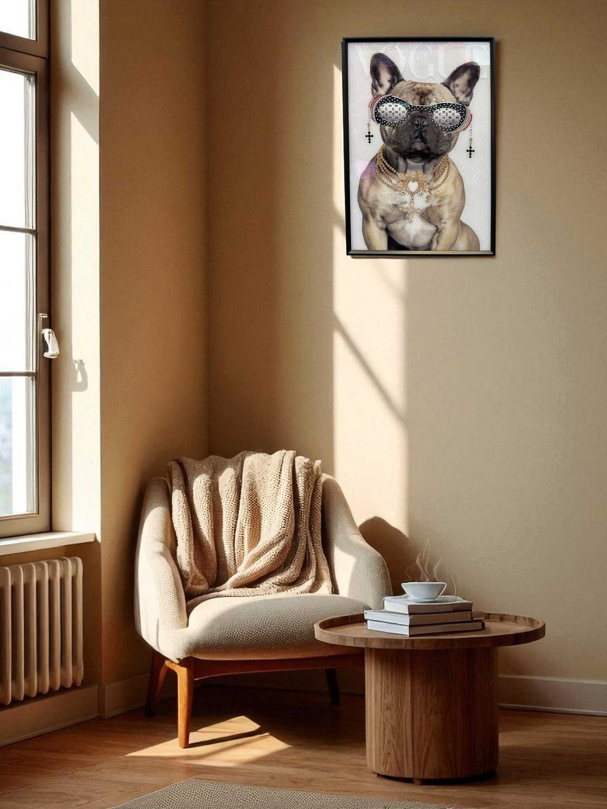 LS-LebenStil Doggy Wandbild Bulldogge 40x60cm Vogue Natur