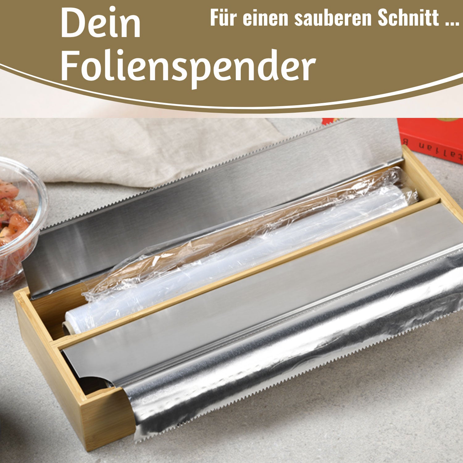 LS-LebenStil Folienspender Bambus 2-fach 35x13cm
