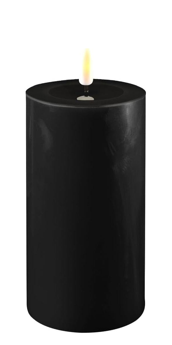 LS-LebenStil Real Flame LED Stumpenkerze schwarz 10 cm Echtwachs