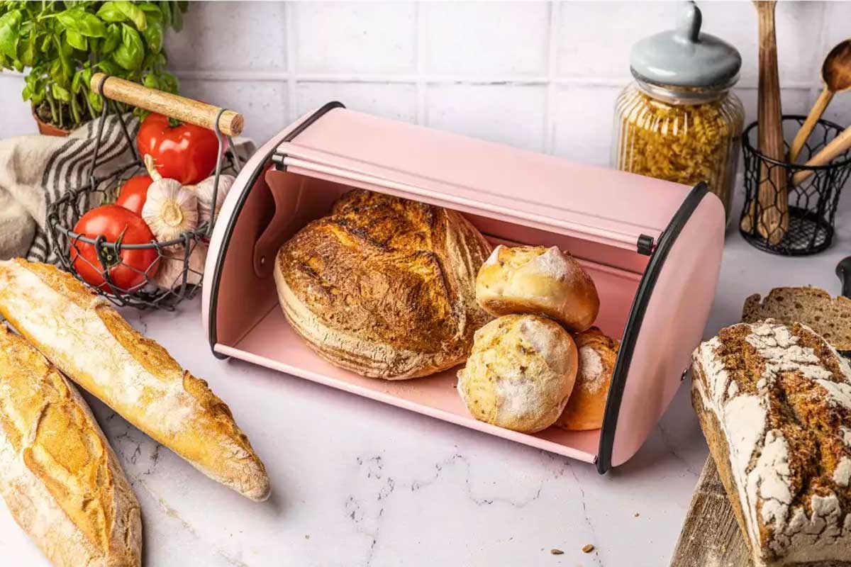 LS-LebenStil Küche & Haushalt Brotkasten Metall Rose 34cm