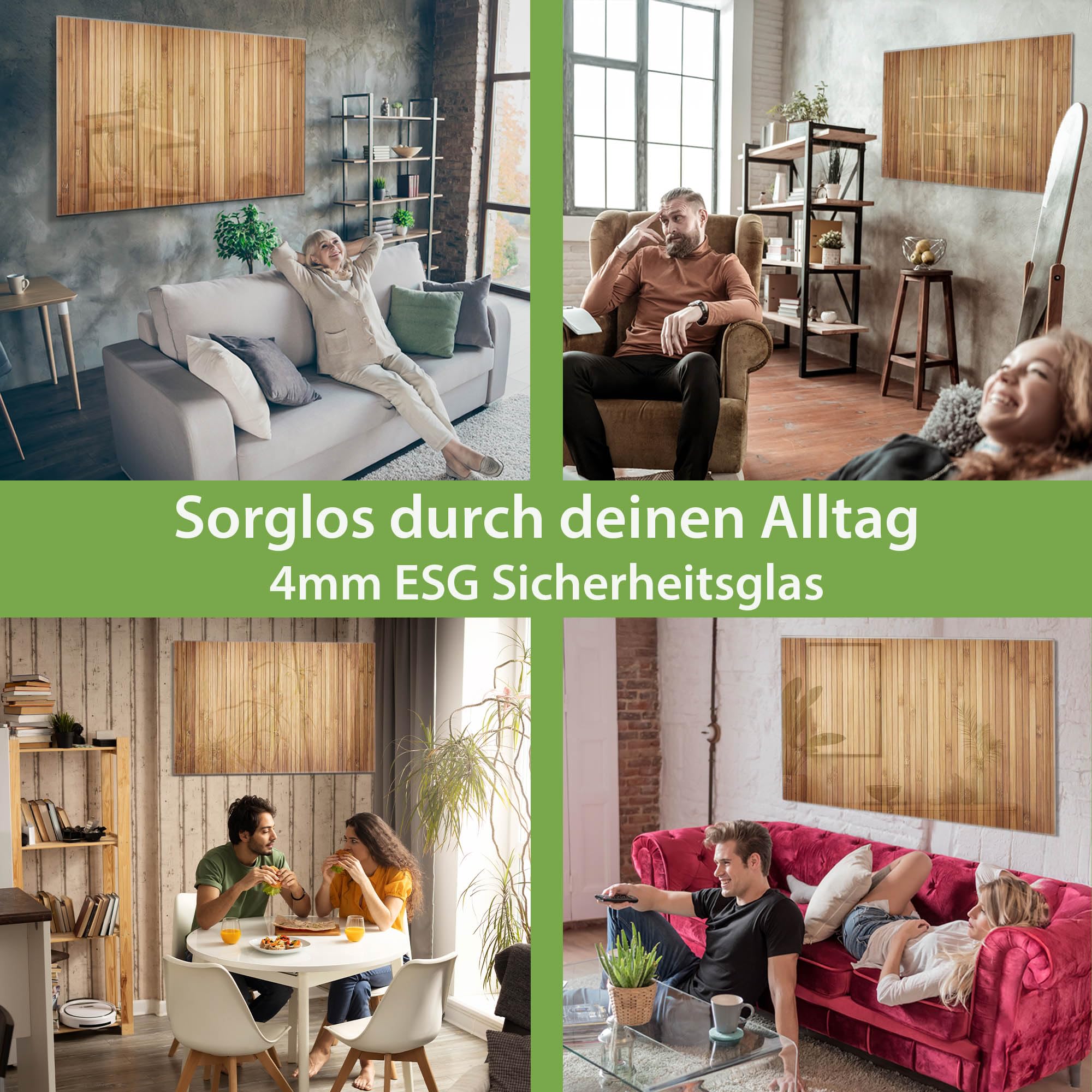 Banjado Magnettafel Bambusholz Magnetboard Glas 120x80 cm