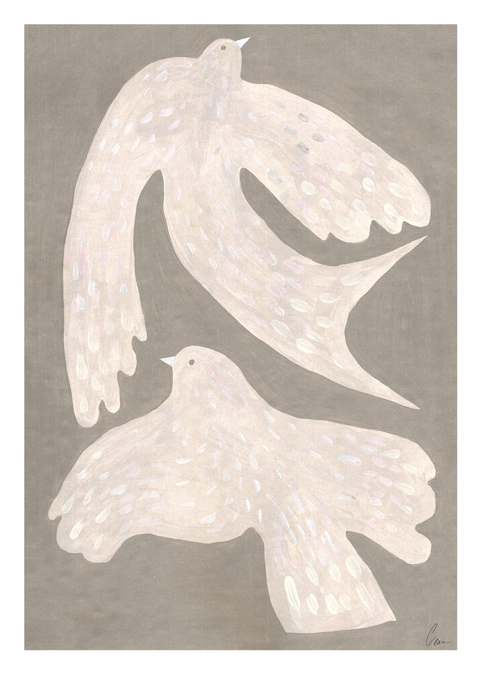 The Poster Club Two Birds Poster 30x40 cm beige Tiermotiv