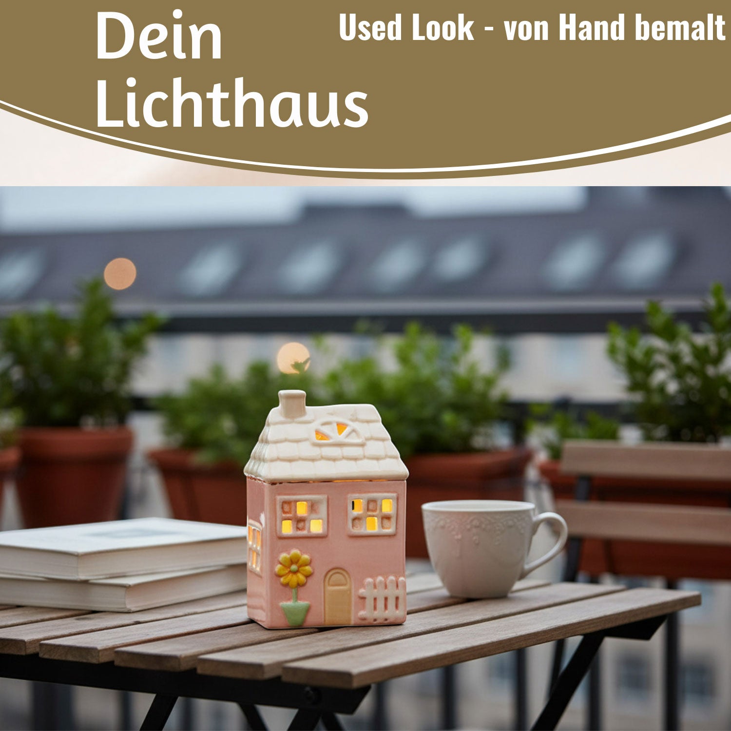 LS-LebenStil Möbel & Wohnen Nyhavn Lichthaus 19cm rosa Keramik