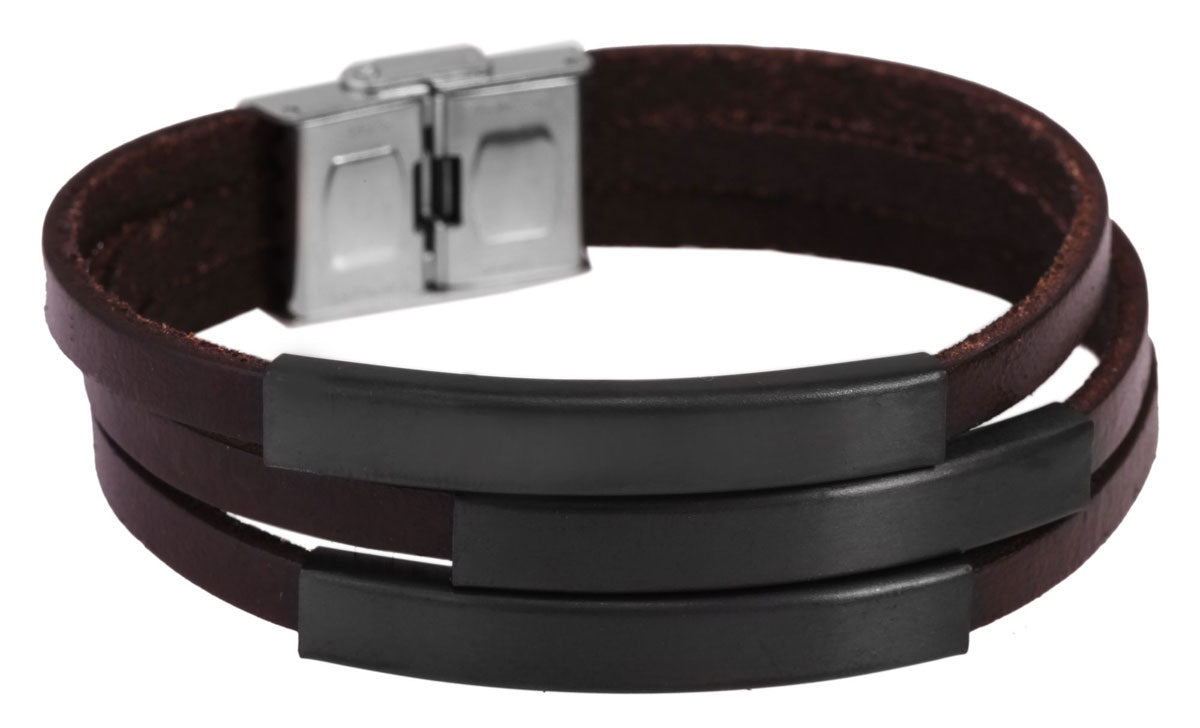 LS-LebenStil Palma Lederarmband Unisex Braun 21cm Dreifach
