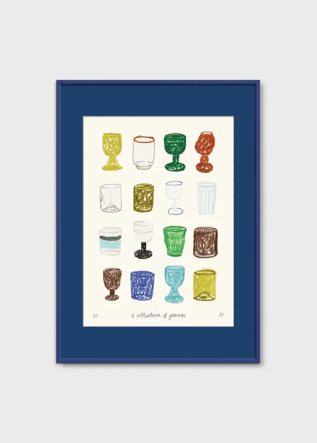 The Poster Club A Collection of Glasses Poster 30x40 blau