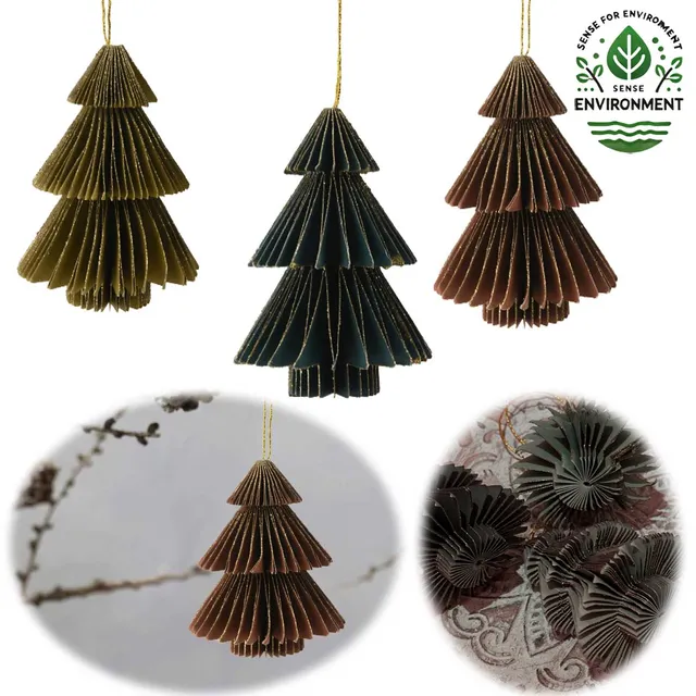 LS-LebenStil Möbel & Wohnen Tannenbaum Deko-Hänger Papier 3er 8cm