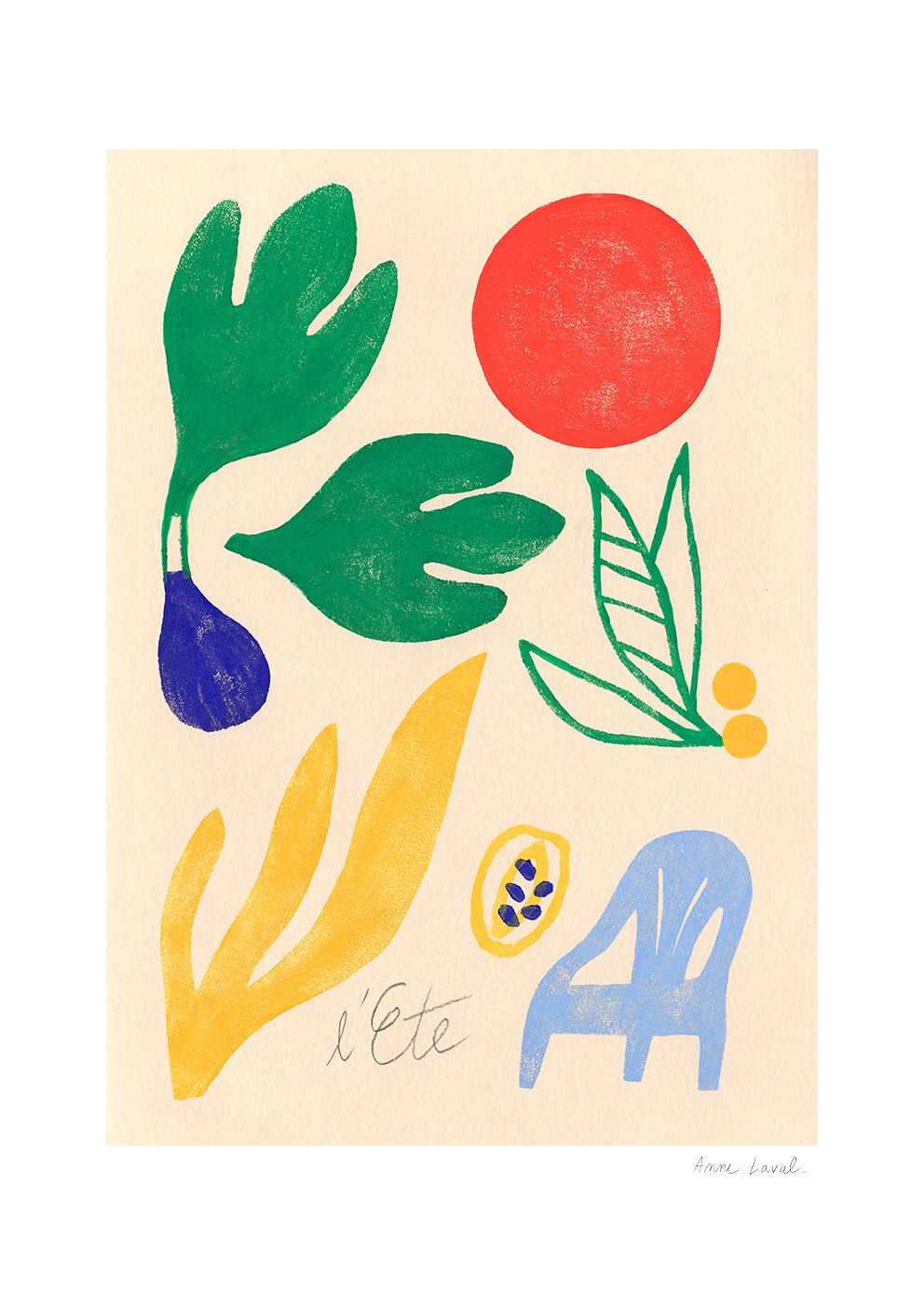 The Poster Club Summer Kunstdruck A4 botanisch bunt