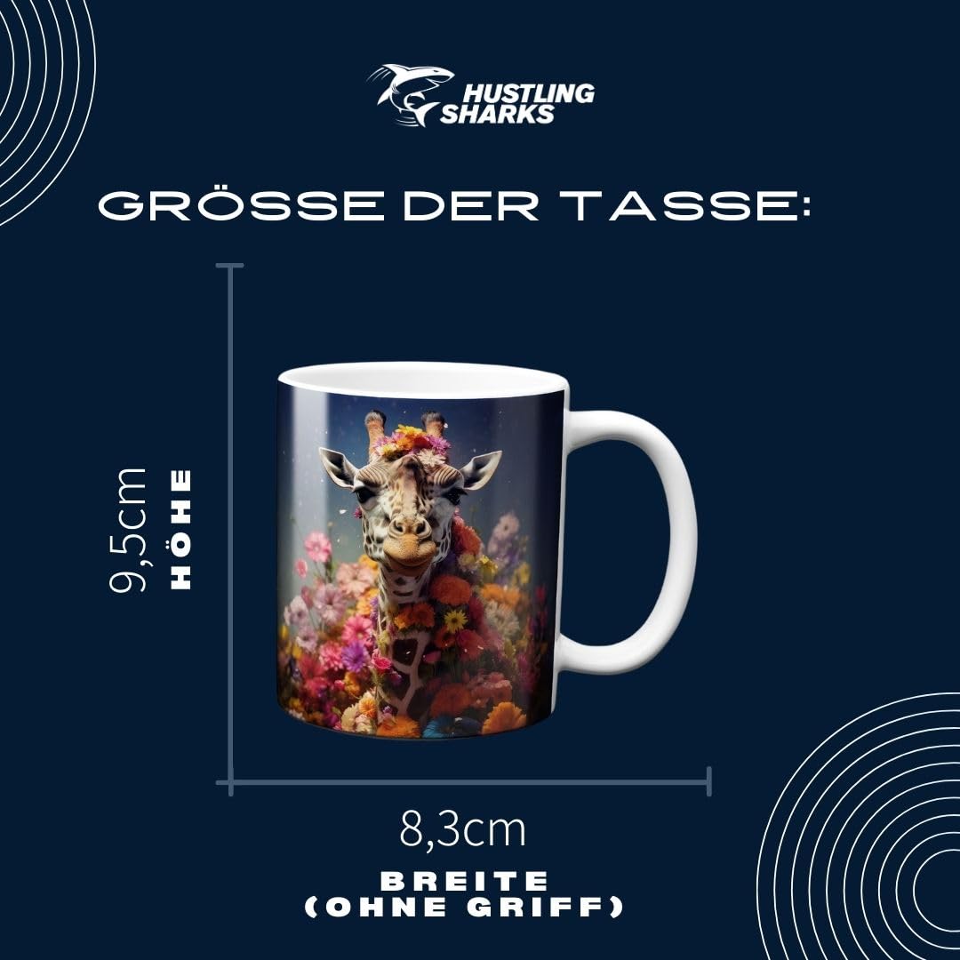 Hustling Sharks Giraffe Tasse Tiermotiv 330 ml Weiß Keramik