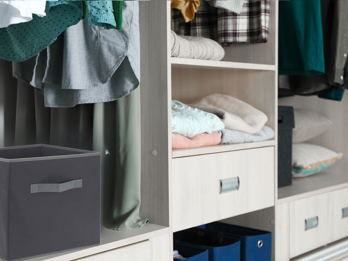 LS-LebenStil Faltbox Aufbewahrungsbox Grau 30x30x30cm Kallax