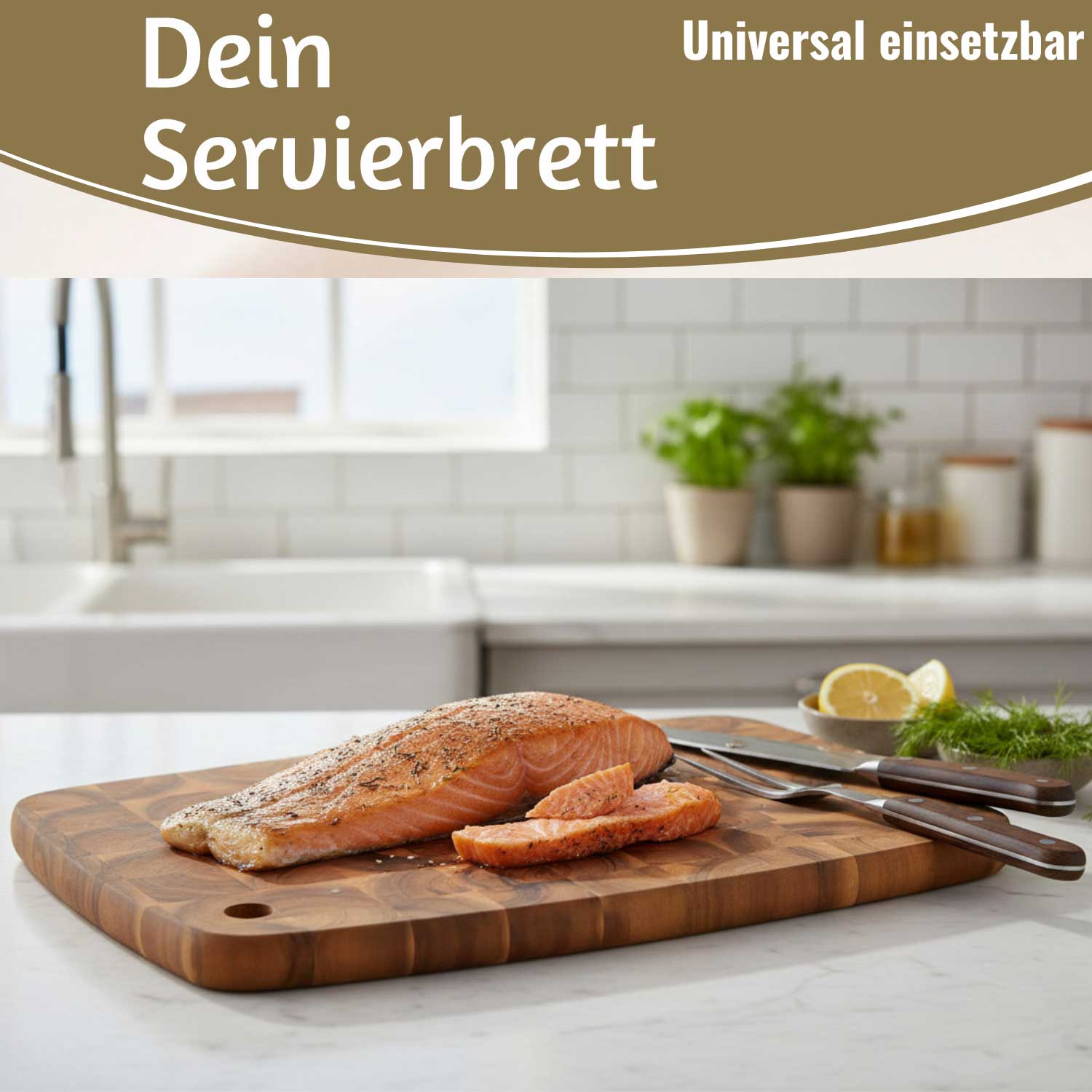 LS-LebenStil Küche & Haushalt Schneidebrett Akazie 40cm Stirnholz