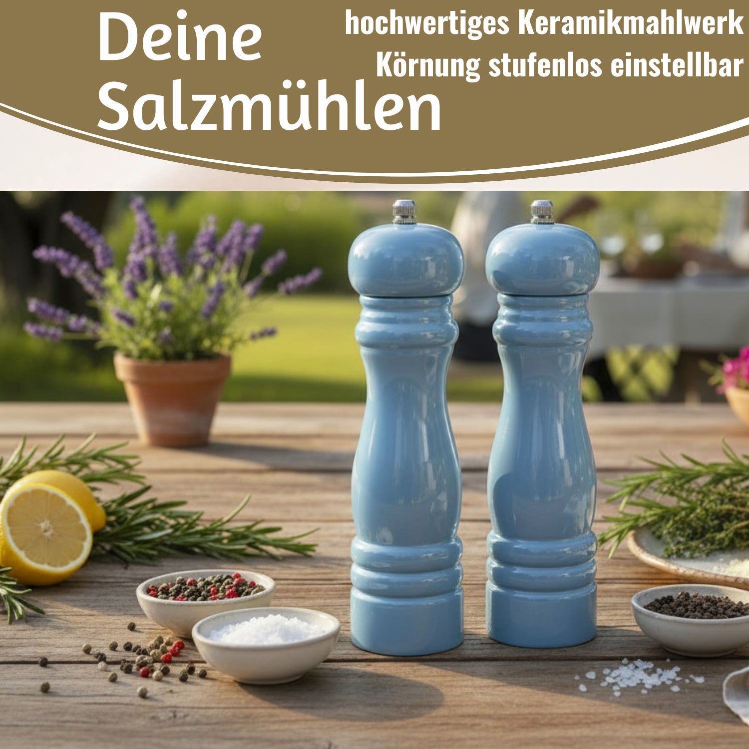 LS-LebenStil Küche & Haushalt iB Laursen Salzmühle Pfeffermühle Blau 21cm