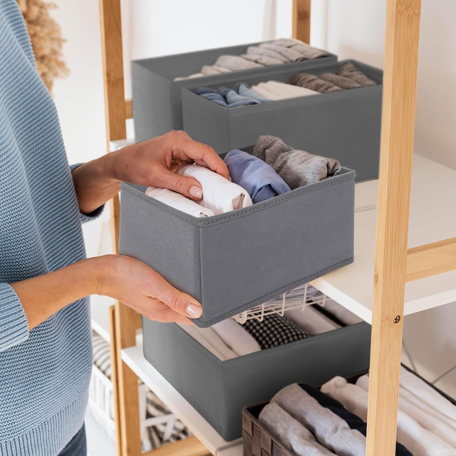 LS-LebenStil Schubladen Organizer 3er Set grau faltbar Box