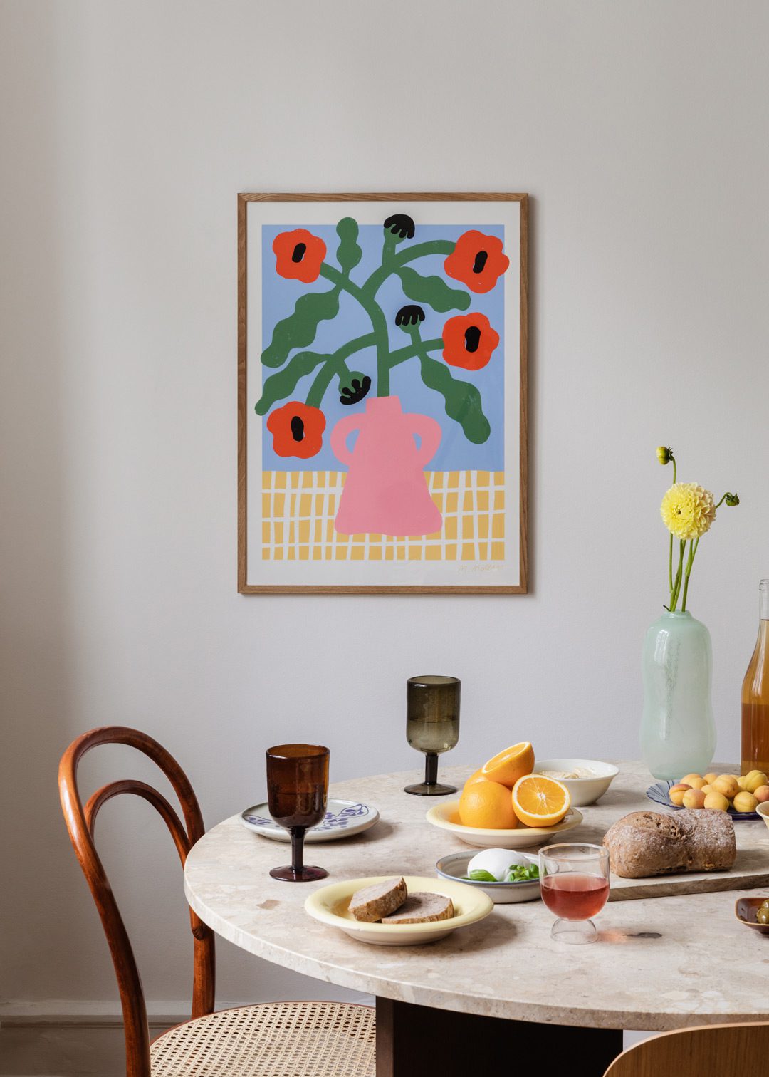 The Poster Club Art Prints Red Poppies in Pink Vase Poster 30x40 cm rot