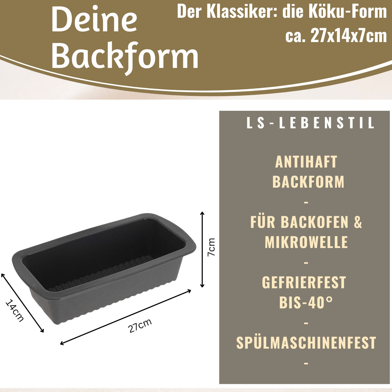 LS-LebenStil Küche & Haushalt Königskuchenform Silikon 25cm Grau