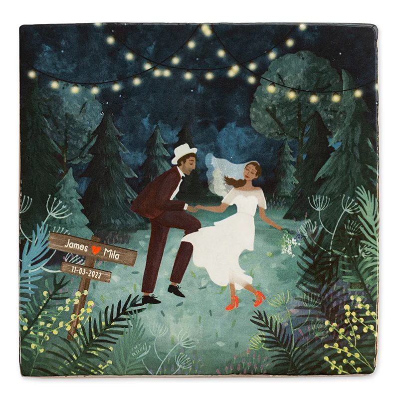 StoryTiles Delft Blue Our wedding night Wandfliese S personalisierbar