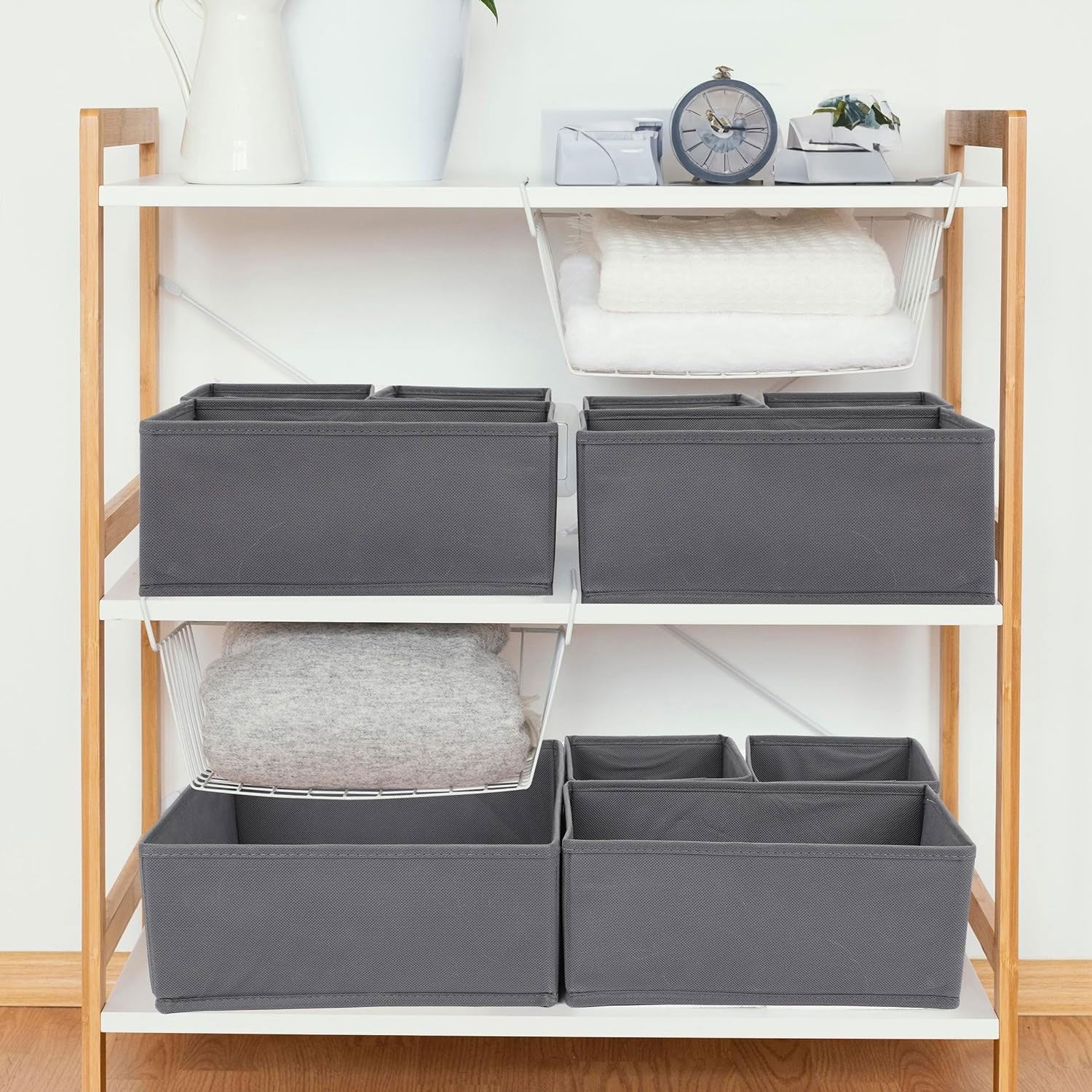 LS-LebenStil Schubladen Organizer 3er Set grau faltbar Box