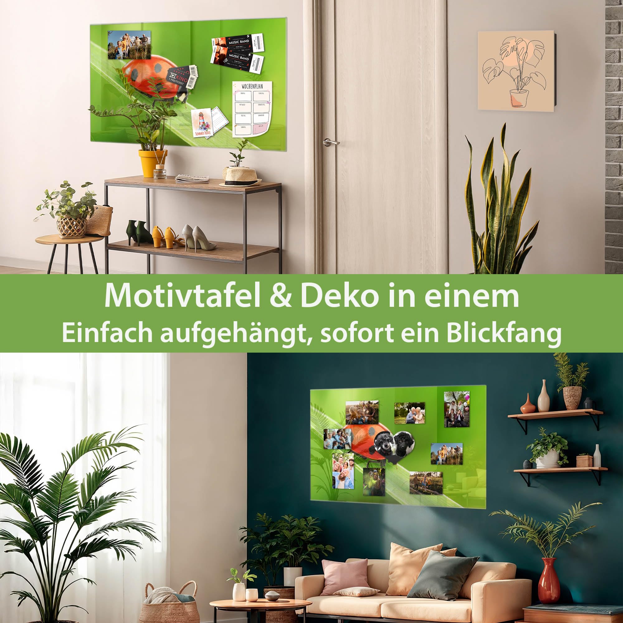 Banjado Magnettafel Marienkäfer Glas-Memoboard 120x80 cm