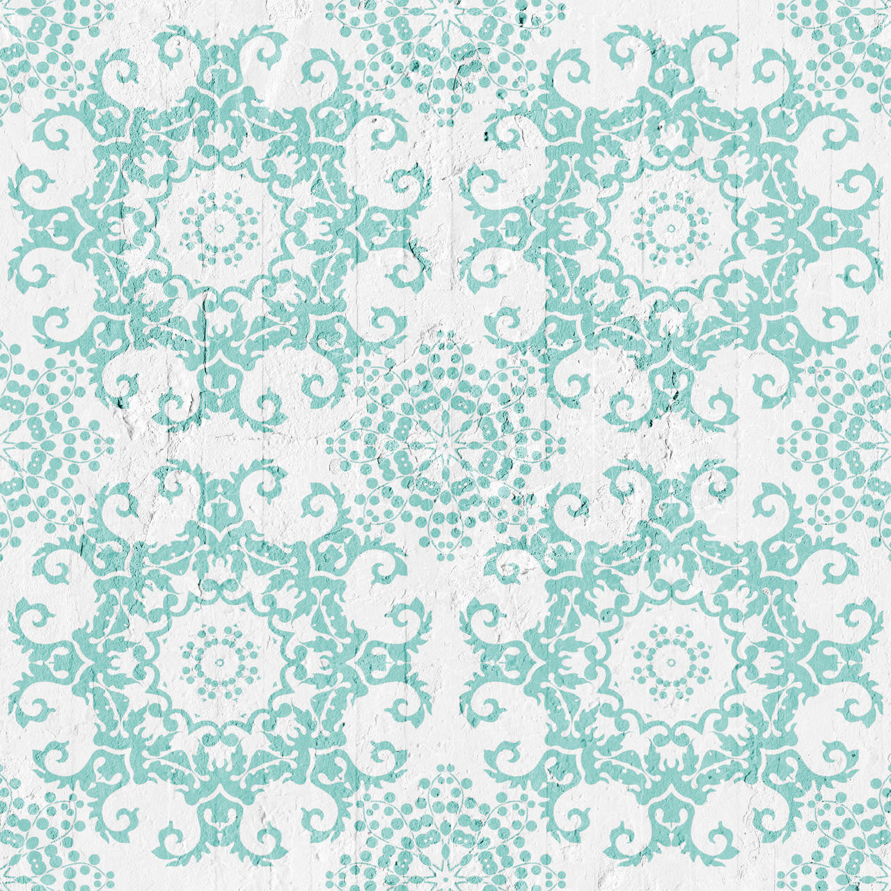 Mineheart Geometric Damask Tapete Aquamarin 52cm x 10m Blau