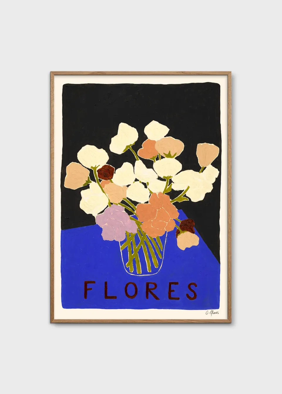 The Poster Club Art Prints Flores Poster A4 floral blau