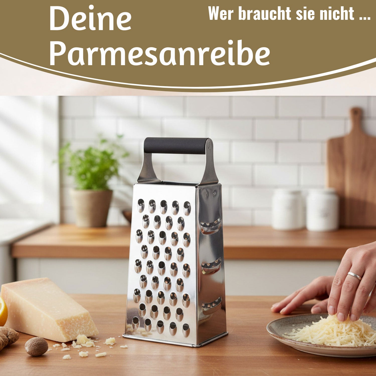 LS-LebenStil Küche Vierkantreibe 24cm Edelstahl 4-in-1 Reibe