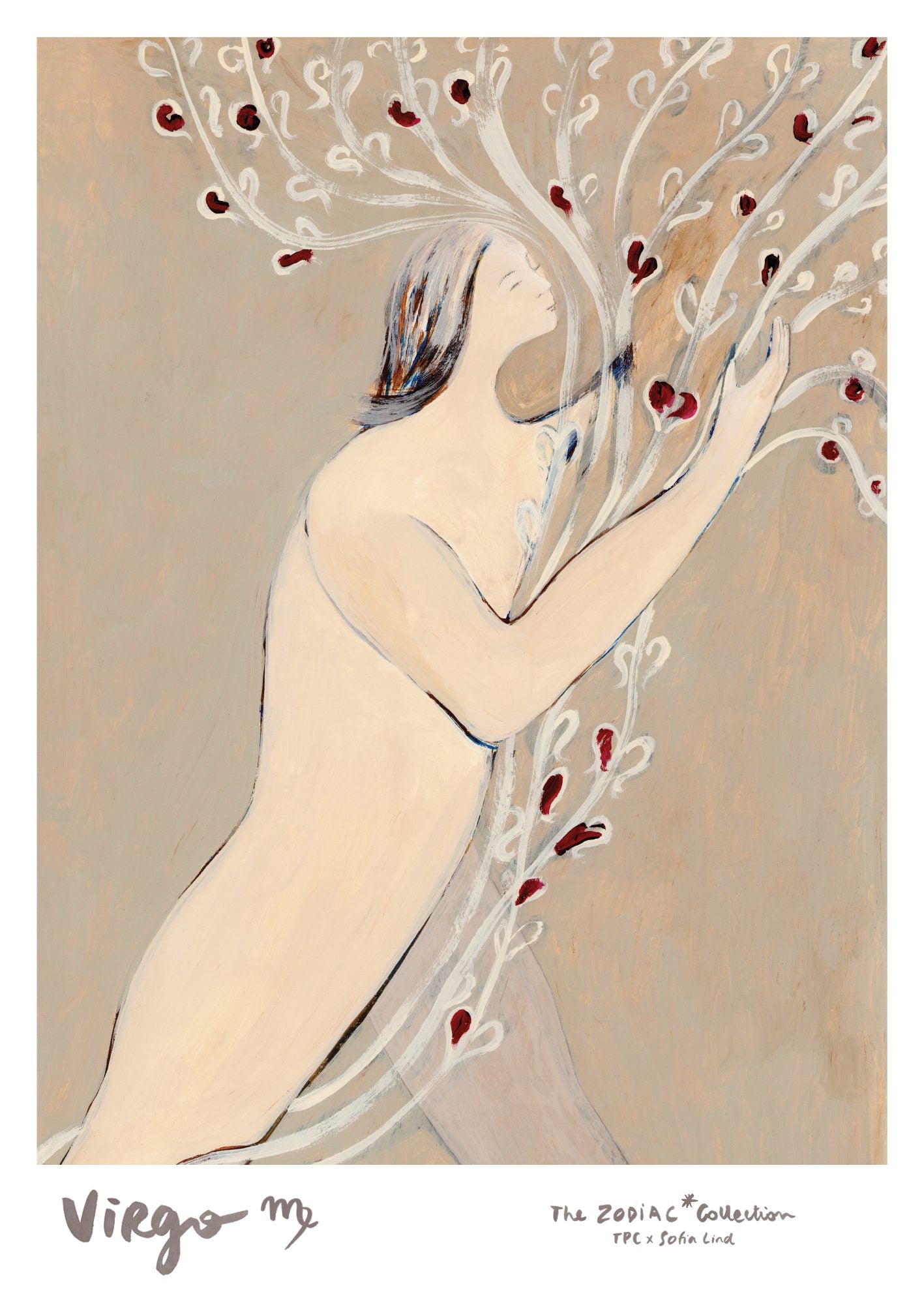 The Poster Club Virgo Kunstdruck A4 beige-rot Sternzeichen