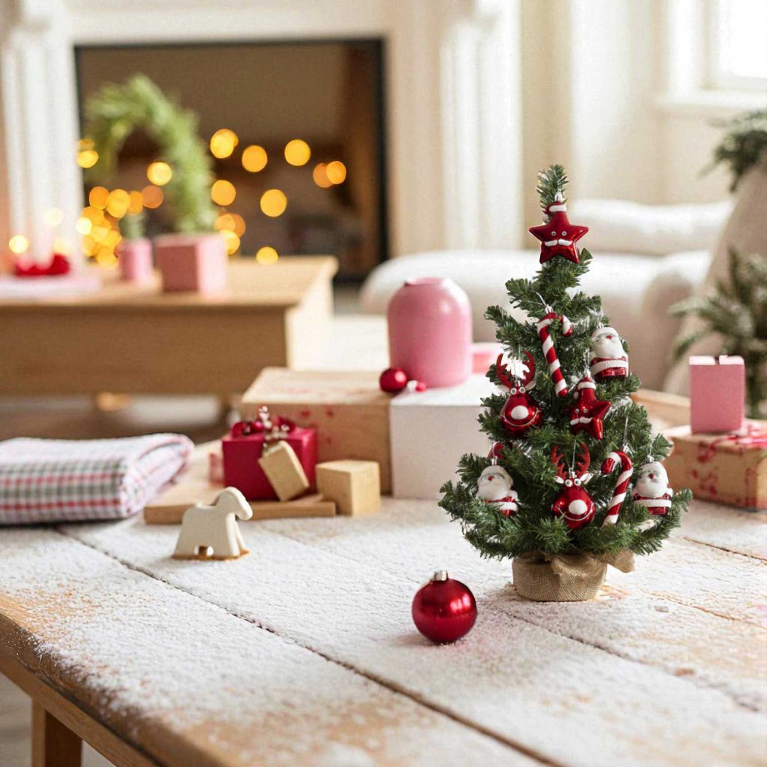 LS-LebenStil Deko Weihnachtsbaum 60 cm grün-rot geschmückt