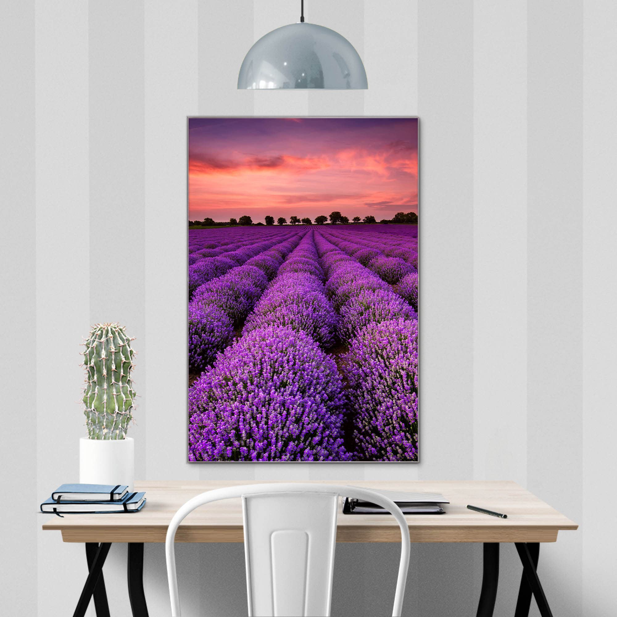 Banjado Magnettafel Lavendelfeld Glas 40x60 cm Blumen