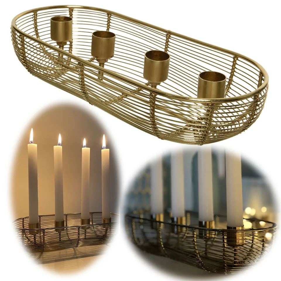 LS-LebenStil Küche & Haushalt Kerzenständer 28cm gold 4-fach