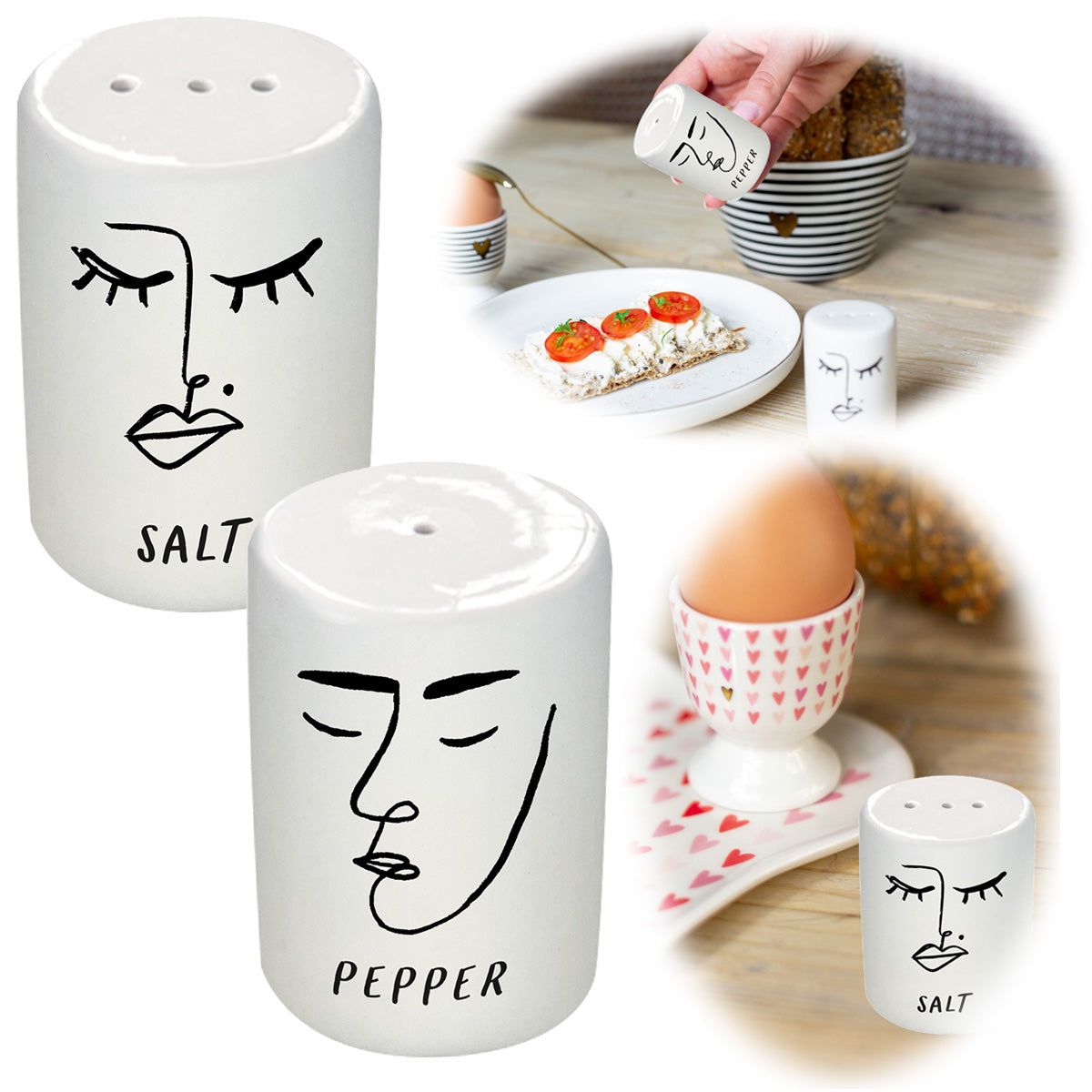 LS-LebenStil Salzstreuer Pfefferstreuer Porzellan Creme 6cm 2er
