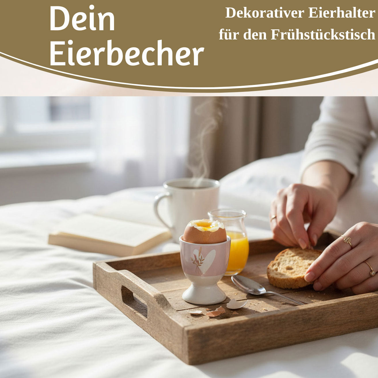 LS-LebenStil Eierbecher Echt-Gold Herz mit Strauß 6 cm