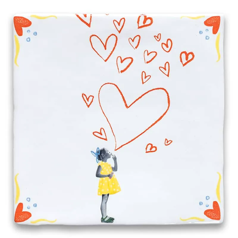 Storytiles Delft blue Spread the love Fliese S 10x10 cm Herz