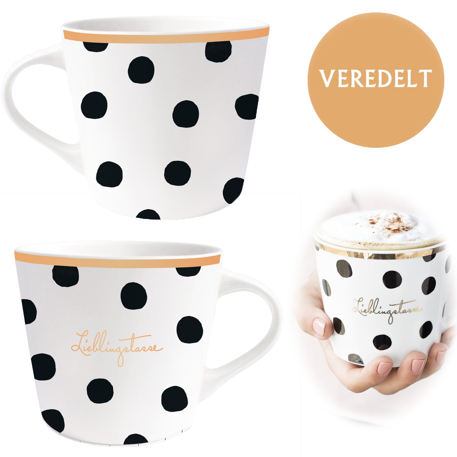 LS-LebenStil Küche & Haushalt Kaffeebecher 420ml Lieblingstasse Gold