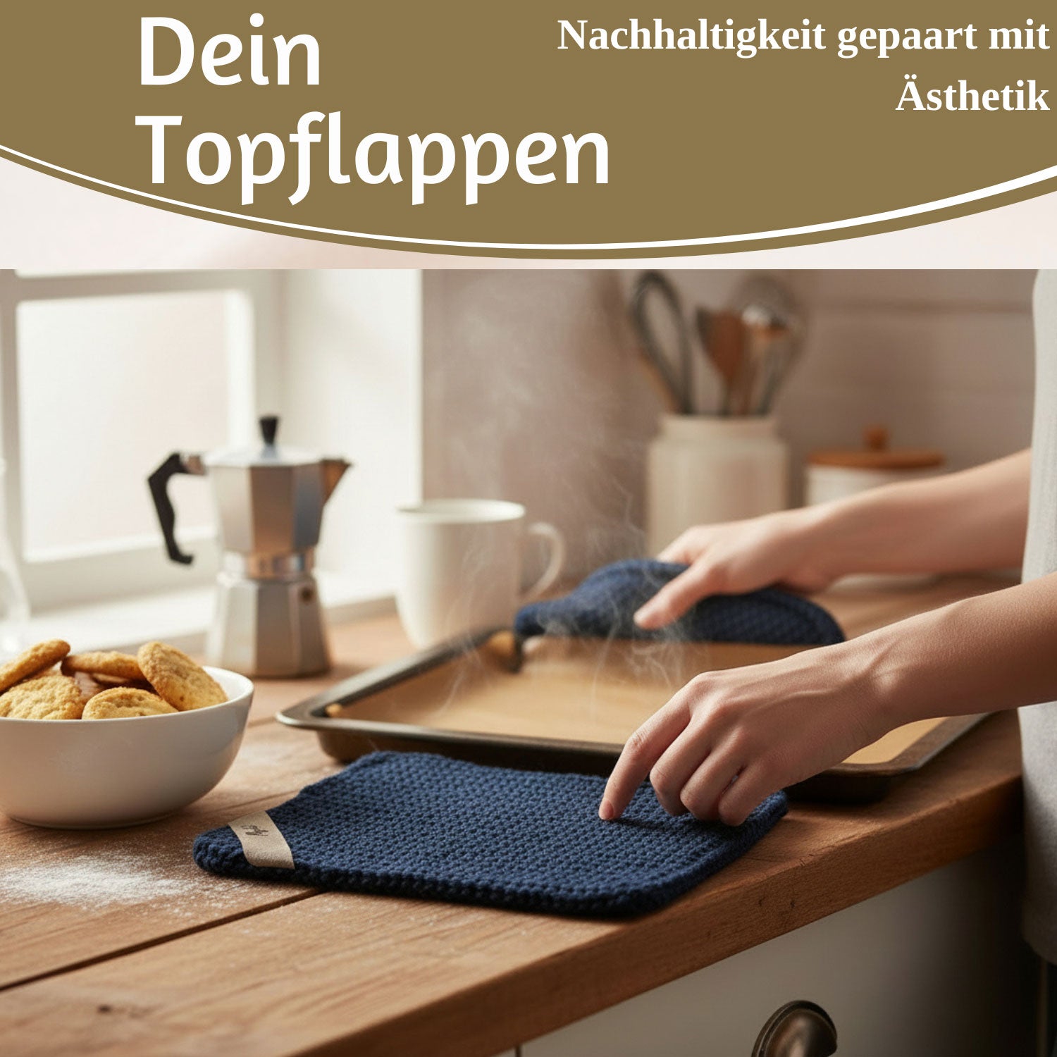LS-LebenStil Küche & Haushalt Mynte Topflappen Blau 22 cm Baumwolle