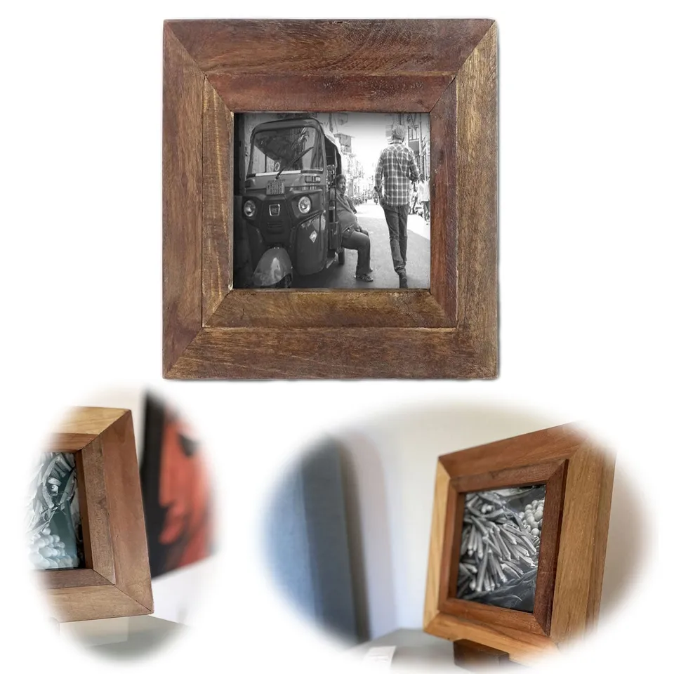 LS-LebenStil Bilderrahmen Fundholz 15x15cm Natur Retro