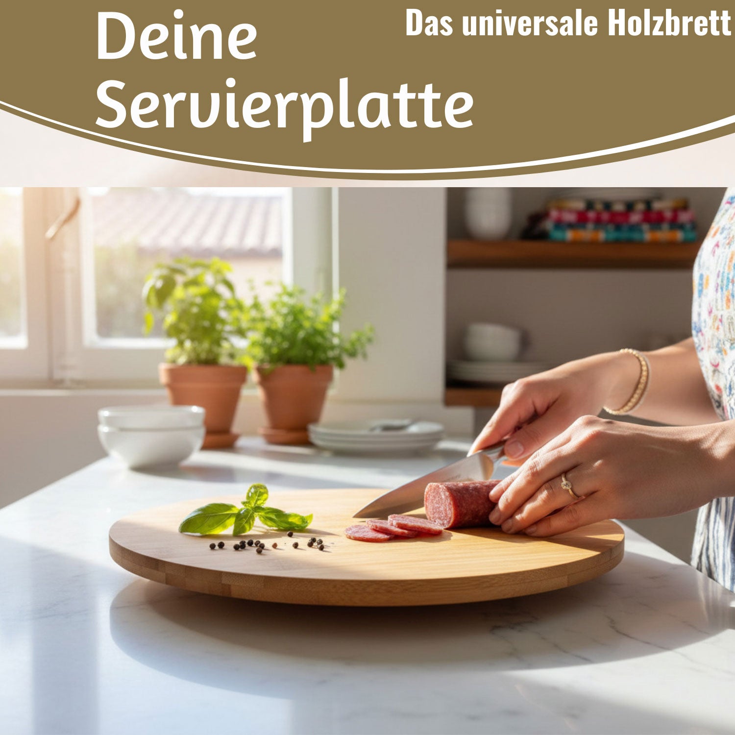LS-LebenStil Küche Drehteller Bambus 35cm Rund Drehbar