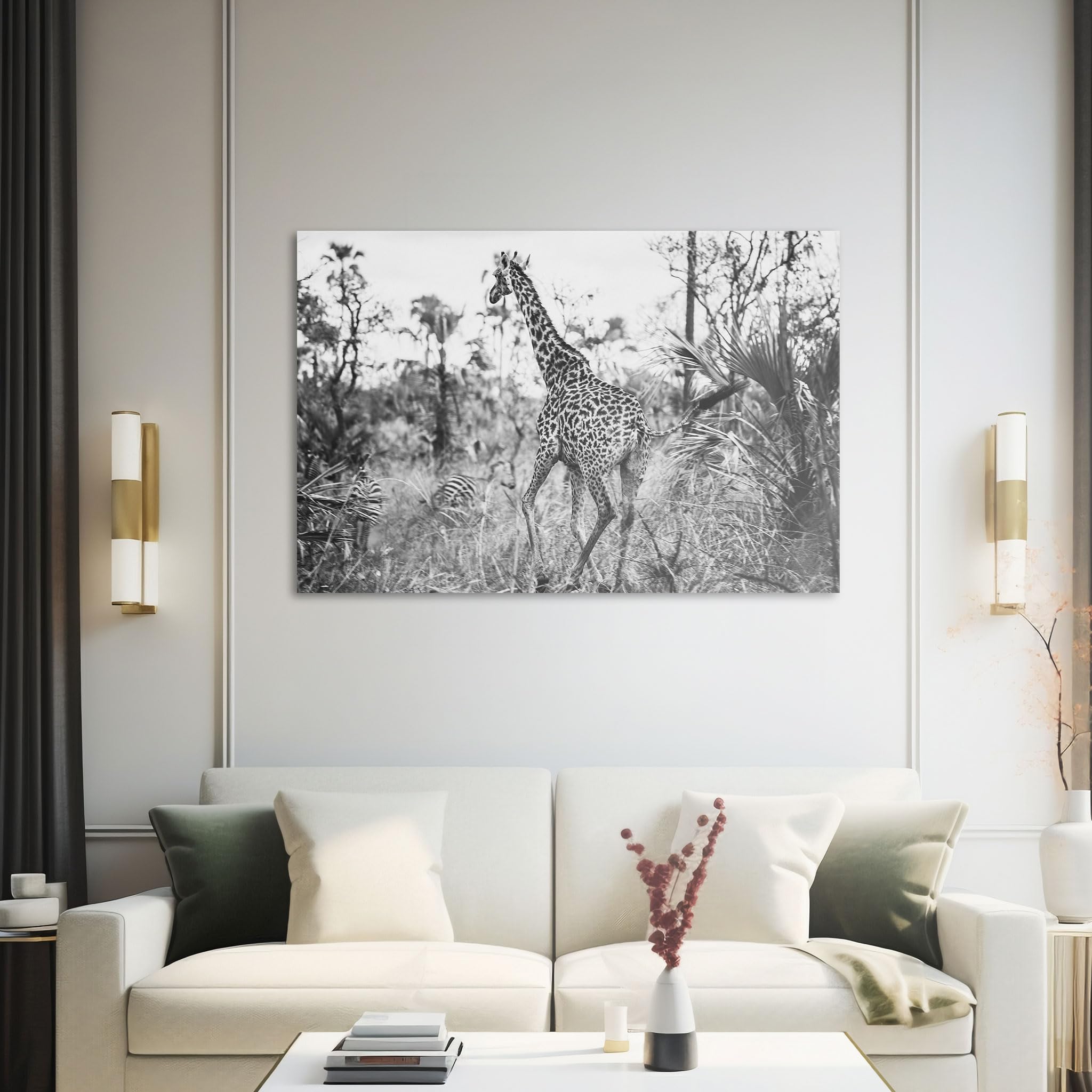 Hustling Sharks Wandbilder Giraffe im Schwarzweißlicht Leinwand 30x40
