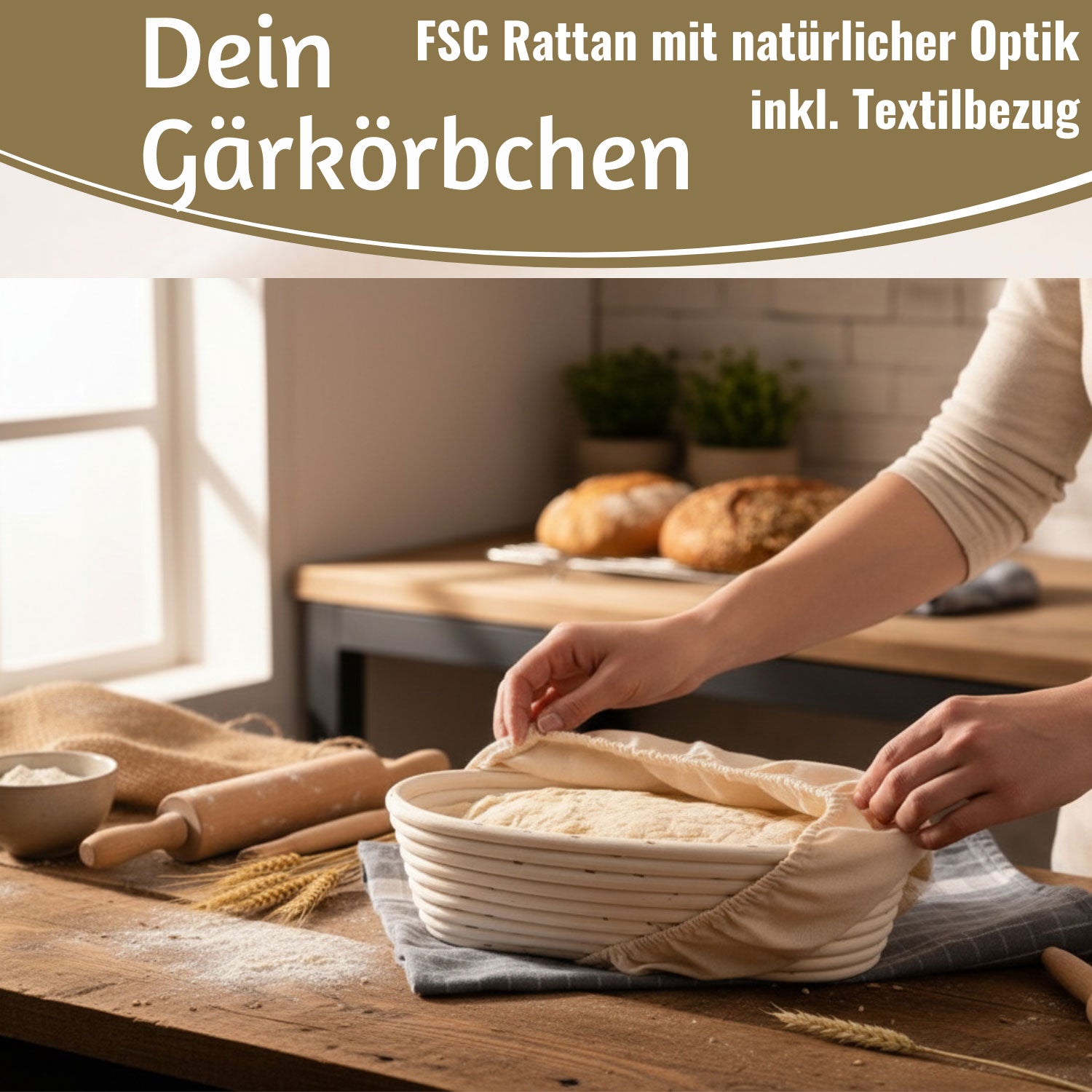 LS-LebenStil Küche & Haushalt Gärkörbchen Peddigrohr oval 35cm